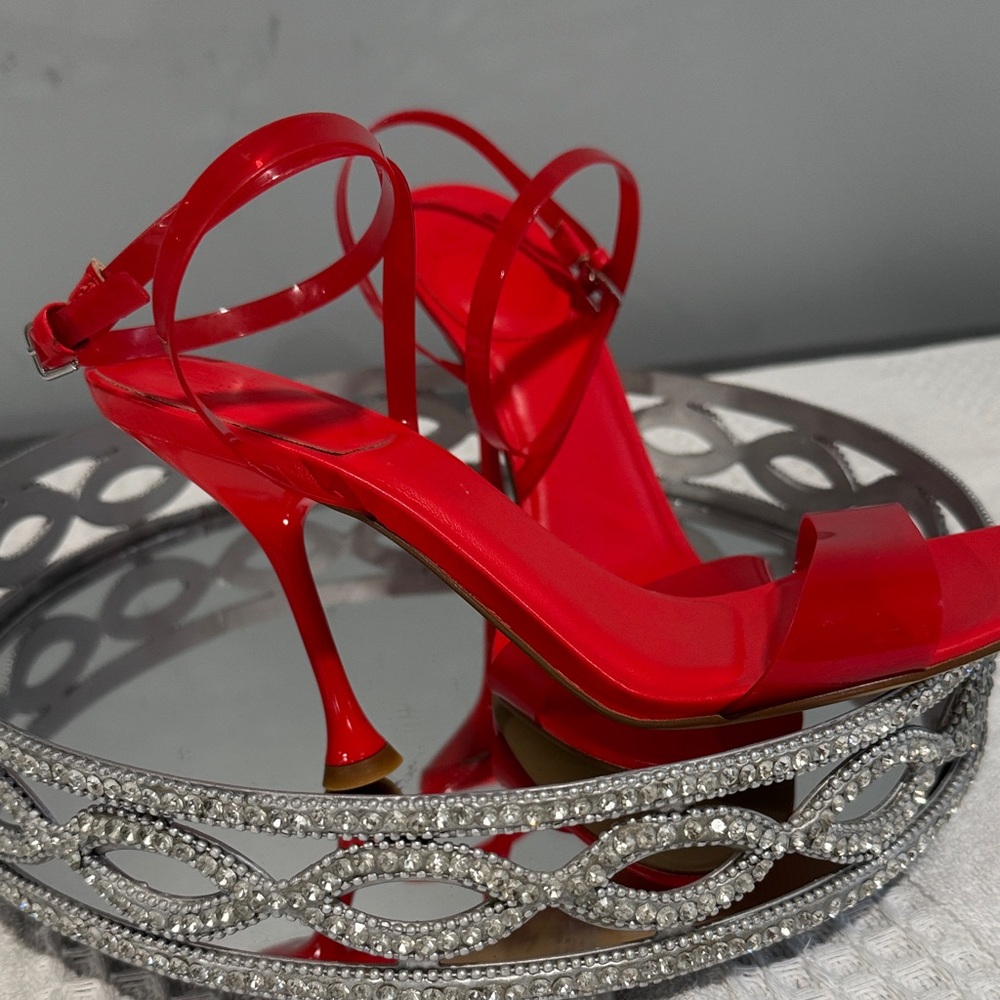 Marc Fisher Vibrant Red Strappy Heels - Picture 2 of 9